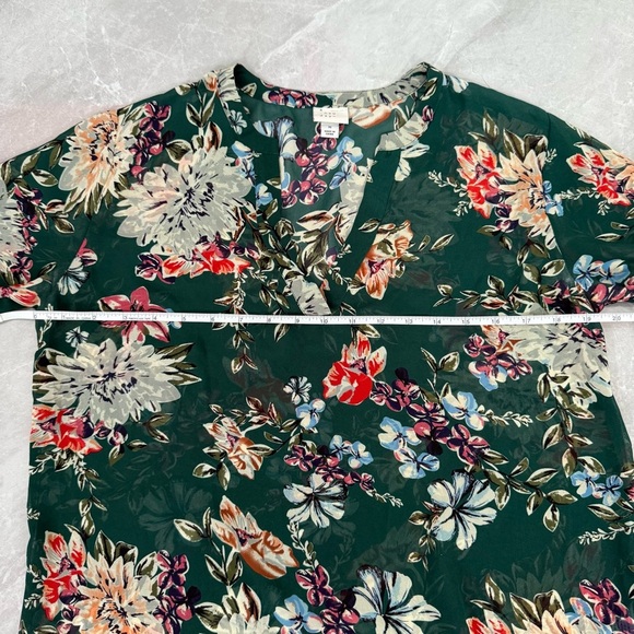 Women’s A New Day Target Floral Sheer Long Sleeve V-Neck Top Medium - Picture 15 of 16